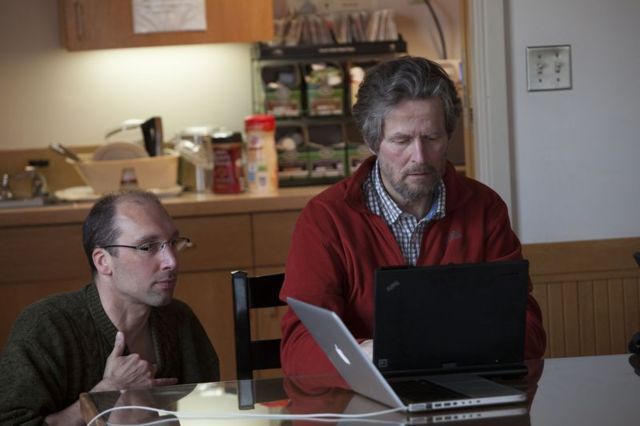 Bas Spitters (links) met Daniel Grayson in Princeton. Foto: Amy Ramsey
