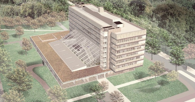 Impressie van het nieuwe gebouw van tandheelkunde. Illustratie: Inbo