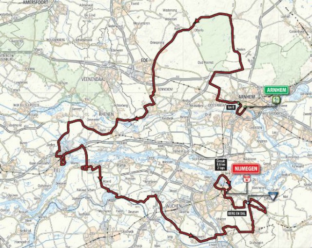 Het parcours van de tweede etappe van de Giro. Met finish op de Oranjesingel.